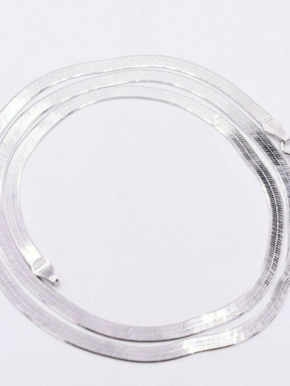 14K White Gold Plated Sterling Silver Herringbone Chain